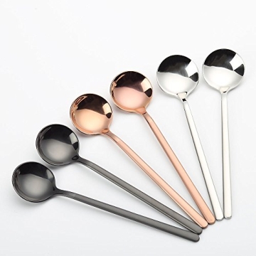 6 PCS Gold-Plated Stainless Steel Spoons Set for Dining