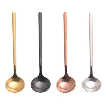 6 PCS Gold-Plated Stainless Steel Spoons Set for Dining