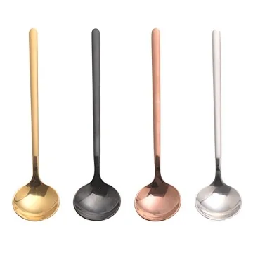 6 PCS Gold-Plated Stainless Steel Spoons Set for Dining
