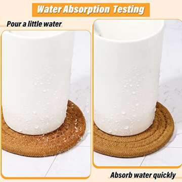 Mckanti 8 Pcs Drink Coasters with Holder, Absorbent Coasters for Drinks, Minimalist Cotton Woven Coaster Set for Home Decor Tabletop Protection Suitable for Kinds of Cups, 4.3 Inches.