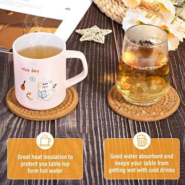 Mckanti 8 Pcs Drink Coasters with Holder, Absorbent Coasters for Drinks, Minimalist Cotton Woven Coaster Set for Home Decor Tabletop Protection Suitable for Kinds of Cups, 4.3 Inches.