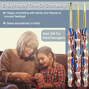 Coopay Warm Crochet Hooks Crocheting, Extra Long Crochet Hook Set for Arthritic Hands, 2.25mm to 8.0mm, 12 pcs Crochet Kit Ergonomic Grips for DIY Craft Yarn, Animal Pattern