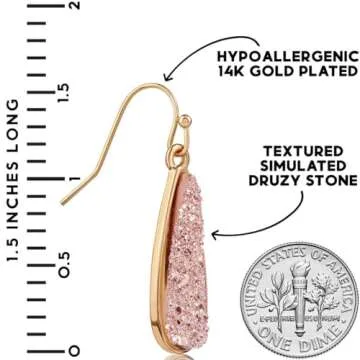 Stunning Simulated Druzy Drop Earrings - Lightweight Glamour