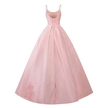 Mouccy Puffy Red Quinceanera Dresses Ball Gown for Women Spaghetti Straps Embroidery Satin Prom Dres...