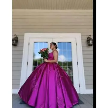 Mouccy Puffy Red Quinceanera Dresses Ball Gown for Women Spaghetti Straps Embroidery Satin Prom Dresses with Pockets 2023 6