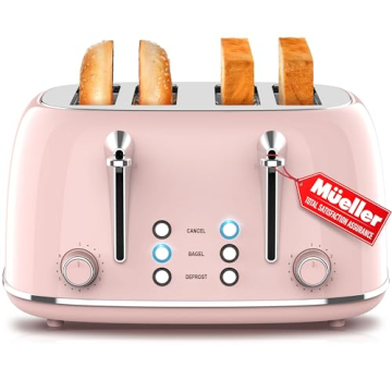 Mueller Retro Toaster 4 Slice - Stylish & Efficient with Extra Wide Slots