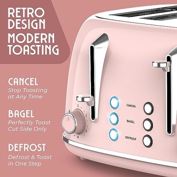 Mueller Retro 4 Slice Toaster with Extra Wide Slots and Bagel Function