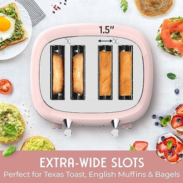 Mueller Retro 4 Slice Toaster with Extra Wide Slots and Bagel Function
