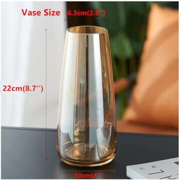 FANTESTICRYAN Irised Crystal Clear Glass Vase - Elegant Home Decor