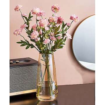 FANTESTICRYAN Irised Crystal Clear Glass Vase - Elegant Home Decor