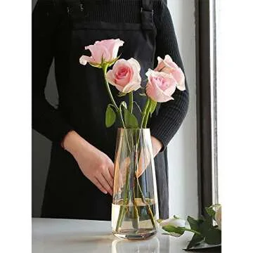 FANTESTICRYAN Irised Crystal Clear Glass Vase - Elegant Home Decor