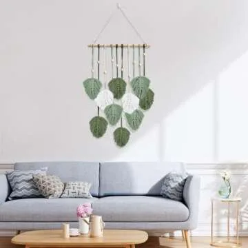 QIzzxiopc Macrame Wall Hanging Leaves Decorboho Wall Art Hanging Large Macrame Leaves Handmade Woven Hanging for Nursery,Bedroom,Living Room,Apartment Home Backdrop（15.7 x 31.5 Inches）