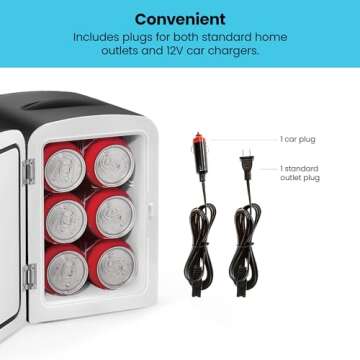Chefman - Iceman Mini Portable Black Personal Fridge Cools Or Heats and Provides Compact Storage For Skincare, Snacks, Or 6 12oz Cans W/A Lightweight 4-liter Capacity To Take On The Go