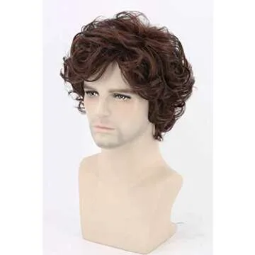 Topcosplay Dark Brown Short Curly Layered Costume Wig