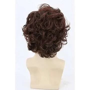 Topcosplay Dark Brown Short Curly Layered Costume Wig