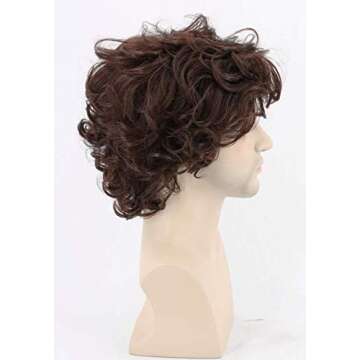 Topcosplay Dark Brown Short Curly Layered Costume Wig