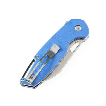 KANSEPT Model 6 Pocket Folding Knives EDC Camping Folding Knife 3.1'' Bead Blasted 154CM Material Pocket Folding Knife with Blue G10 Handle Everyday Carry Folding Knife T1022A3