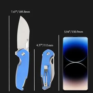 KANSEPT Model 6 Pocket Folding Knives EDC Camping Folding Knife 3.1'' Bead Blasted 154CM Material Pocket Folding Knife with Blue G10 Handle Everyday Carry Folding Knife T1022A3