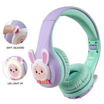 Riwbox RB-7S Kids Headphones with LED Lights and Mic