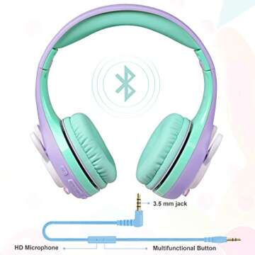 Riwbox RB-7S Kids Headphones with LED Lights and Mic