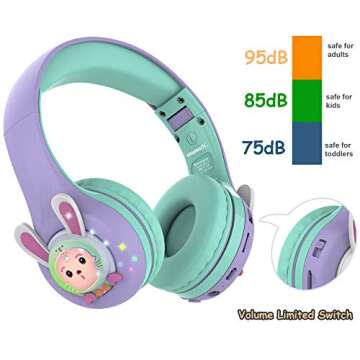 Riwbox RB-7S Kids Headphones with LED Lights and Mic