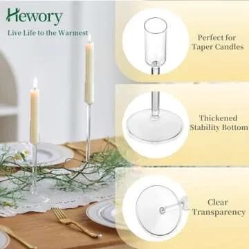 Elegant Hewory Glass Taper Candle Holders for Any Event