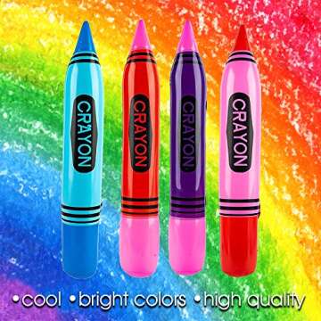 ArtCreativity Crayon Inflates, Set of 12, Inflatable Crayons in Vibrant Colors, Decorations for Art Themed Parties, 22 Inch Long Crayon Balloons, Fun Pretend Play Accessories, 4 Colors