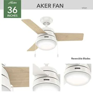 Hunter Aker Indoor Ceiling Fan with LED Light and Pull Chain