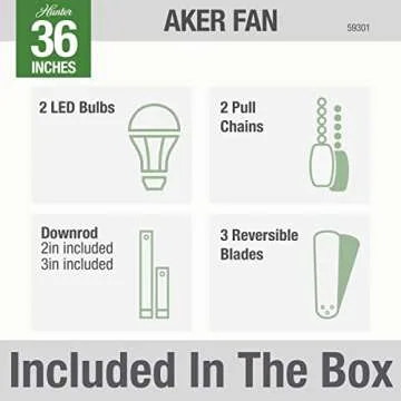 Hunter Aker Indoor Ceiling Fan with LED Light and Pull Chain
