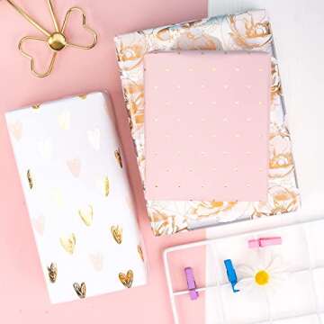 MAYPLUSS Valentine's Day Wrapping Paper - 3 Rolls