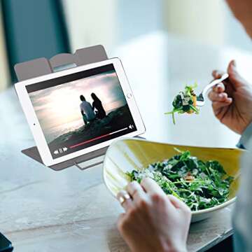 MSDADA Desk Book Stand Metal Reading Rest Book Holder Angle Adjustable Stand Document Holder Portable Sturdy Lightweight Bookstands-Textbooks Tablet Music Books Cook Recipe (Grey)