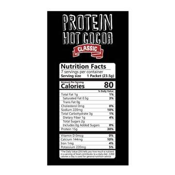 Protein Hot Chocolate, Keto Hot Chocolate Mix, Low Carb Hot Cocoa, 15g Protein, 2g Net Carbs, Low in...