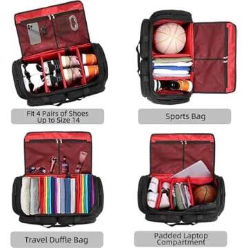 Sneaker Bag Travel Shoes Duffel Bag Men Women Gym Sport Luggage Duffle Carrying Case Bag Divider Adj...