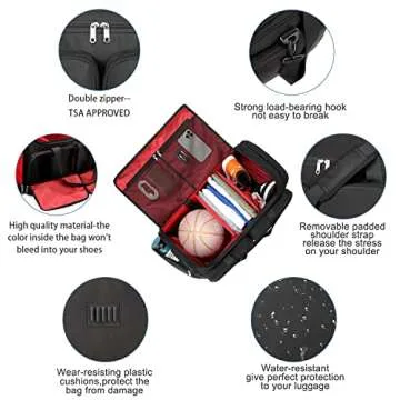 Sneaker Bag Travel Shoes Duffel Bag Men Women Gym Sport Luggage Duffle Carrying Case Bag Divider Adjustable Compartment Portable Soccer Athletic Shoes Carrier Heavy Duty Traveling Accessories (BLA)