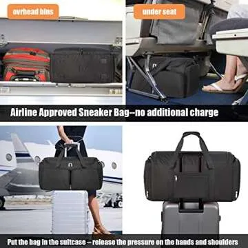 Sneaker Bag Travel Shoes Duffel Bag Men Women Gym Sport Luggage Duffle Carrying Case Bag Divider Adjustable Compartment Portable Soccer Athletic Shoes Carrier Heavy Duty Traveling Accessories (BLA)