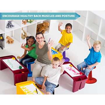 Studico ActiveChairs Kids Wobble Chair, Flexible Elementary Classroom Seating, Improves Focus, Posture and Helps ADHD/ADD, Sensory Desk Chairs, Pre-Teen 17.75" Active Fidget Chairs, Ages 7-12, Purple