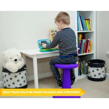Studico ActiveChairs Kids Wobble Chair, Flexible Elementary Classroom Seating, Improves Focus, Posture and Helps ADHD/ADD, Sensory Desk Chairs, Pre-Teen 17.75" Active Fidget Chairs, Ages 7-12, Purple