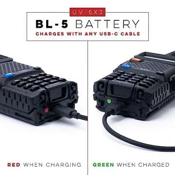 BTECH UV-5X3 Tri-Band Radio: High-Power Amateur Handheld with USB-C Charging - VHF, 1.25M, UHF - Cus...