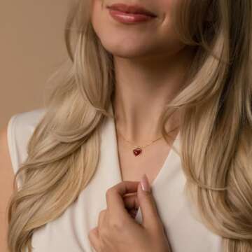 Joxevyia Carnelian Crystal Necklace Red Heart Raw Stone Healing Crystals Dainty Heart Gemstone Penda...