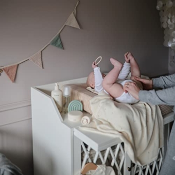 Mushie Baby Teether Toy in Rainbow (Cambridge Blue) - Safe & Cute