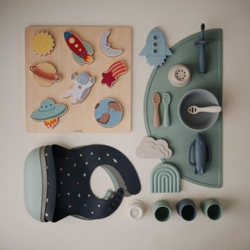 Mushie Baby Teether Toy in Rainbow (Cambridge Blue) - Safe & Cute