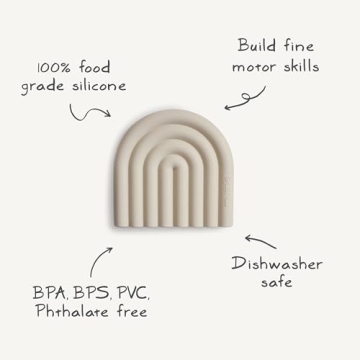 Mushie Baby Teether Toy in Rainbow (Cambridge Blue) - Safe & Cute