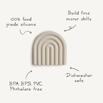 Mushie Baby Teether Toy in Rainbow (Cambridge Blue) - Safe & Cute