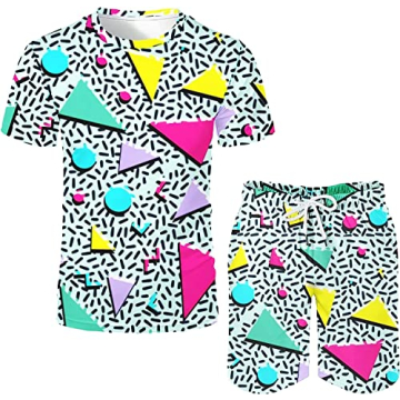 Arssm Men's 2 Pieces 80s 90s Outfit Vintage Shirts and Shorts Set Beach Suit Quick Dry Tracksuits fo...