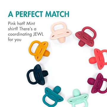 Boon Jewl Silicone Orthodontic Pacifier - Baby Pacifier with Soothing Gem Shaped Nipple - Comfortable Newborn Pacifiers Support Natural Oral Muscular Development - Pink - 2 Count - 0+ Months