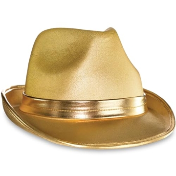 Stunning Gold Velour Fedora Hat - 5" x 12" - Stand Out in the Crowd - Perfect Accessory for All Occa...