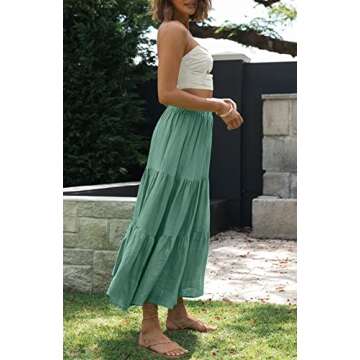 ZCSIA Women's Boho High Waist Summer Maxi Skirt with Pockets
