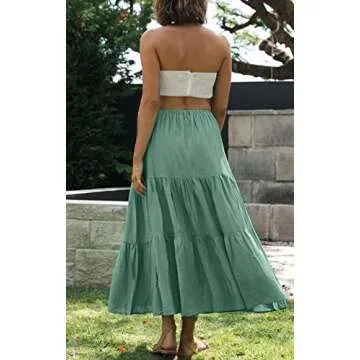 ZCSIA Women's Boho High Waist Summer Maxi Skirt with Pockets