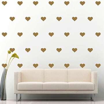 Set of 96 Pieces 2" Heart Wall Decor Sticker DIY Children's Wall Decor Decals Removable Vinyl Kids R...