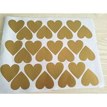 Set of 96 Pieces 2" Heart Wall Decor Sticker DIY Children's Wall Decor Decals Removable Vinyl Kids Room Baby Boys Grils Bedroom Wall Sticker YYU-19(Gold)